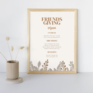 Automne Floral Boho Friendsgiving Menu Poster