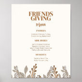 Automne Floral Boho Friendsgiving Menu Poster (Devant)