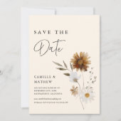 Automne Floral Boho Photo Enregistrer la carte Dat (Devant)