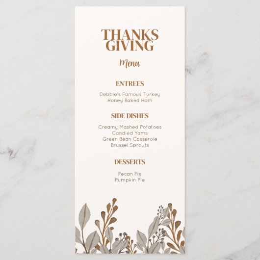 Automne Floral Boho Thanksgiving Menu Modèle (Devant)