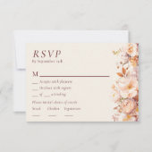 Automne Floral Bourgogne Crème Mariage Menu RSVP (Devant)