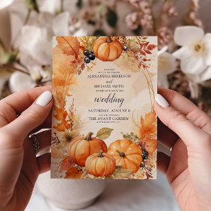 Automne Floral Citrouille Faire-part de mariage Sc