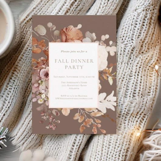 Automne Floral Diner Fête Thanksgiving Invitation