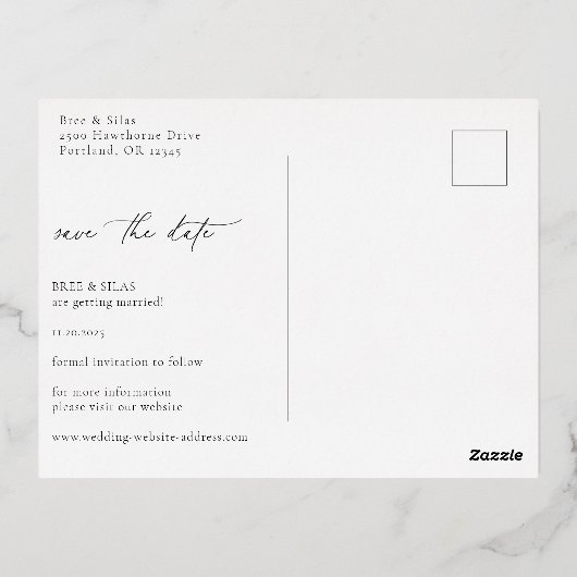 Automne Floral Enregistrer la date Faire-part Foil (Verso)