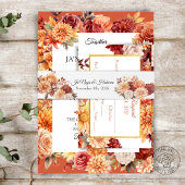 Automne Floral Faire-part de mariage Tri-Fold