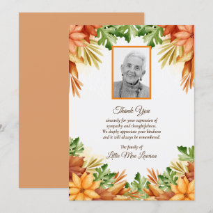 Automne Floral Funeral Memorial Merci Cartes
