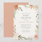 Automne Floral Girl Baby shower Invitation (Devant / Derrière)