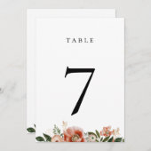 Automne Floral Green Table Numéro Carte (Devant / Derrière)