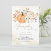 Automne Floral Little Citrouille Invitation Baby s (Debout devant)