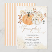 Automne Floral Little Citrouille Invitation Baby s (Devant / Derrière)