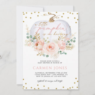 Automne Floral Little Citrouille Invitation Baby s