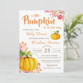 Automne Floral Little Citrouille Invitation Baby s (Debout devant)