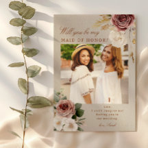 Automne Floral Maid of Honor Carte photo de propos