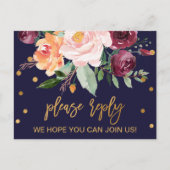 Automne Floral Menu Choix Carte Postale RSVP (Devant)