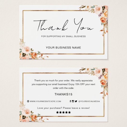 Automne Floral Merci Pour Votre Commande Petite En (Devant & derrière)