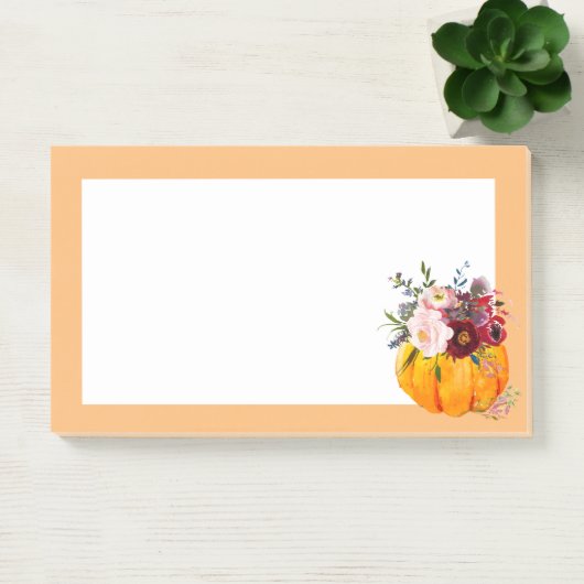 automne, floral, notes citrouilles post-it (Bureau)