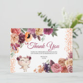Automne Floral Owl Carte de remerciements (Debout devant)