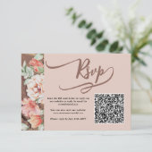 Automne Floral QR Code carte de réponse RSVP (Debout devant)