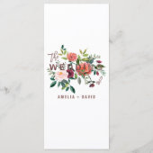 Automne Floral Rose Gold Light Dinner Carte Menu (Dos)