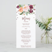 Automne Floral Rose Gold Light Dinner Carte Menu (Debout devant)