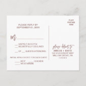 Automne Floral Rose Gold Light Menu Choix RSVP (Dos)
