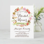 Automne Floral Wreath Bridal Douche Invitation (Debout devant)