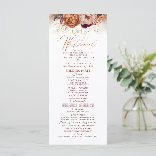 Automne Florals Programme de mariage catholique av (Debout devant)