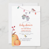 Automne Folk Art Baby shower Invitation Orange ble (Devant)