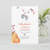 Automne Folk Art Baby shower Invitation Orange ble (Debout devant)