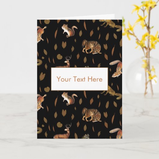 Automne Forêt Animaux Feuilles Automne Carte de vo (Fleur jaune)