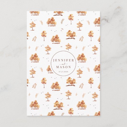 Automne Forêt Arbres Feuille Mariage Carte Menu (Dos)