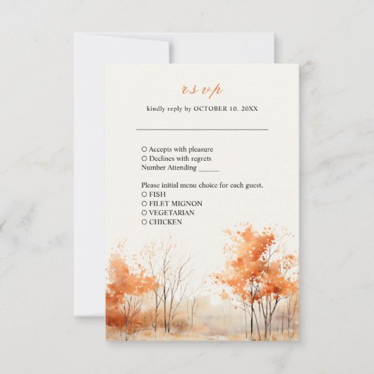 Automne Forêt Automne Bois Mariage Carte RSVP (Devant)