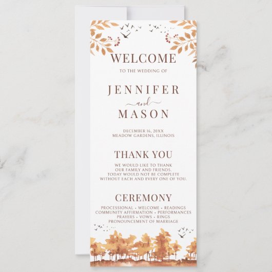 Automne Forêt d'automne Programmes de mariage des  (Devant)