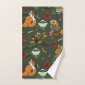 Automne Forêt forestière Animaux verts (Serviette à main)