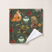Automne Forêt forestière Animaux verts (Gant de toilette)