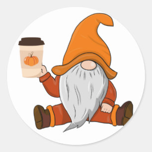 Automne Gnome et café vinyle autocollant