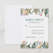 Automne Gold Feuille Rustic Forest Wedding RSVP (Devant / Derrière)