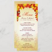 Automne Gold Red Fall Feuilles Mariage Menu Modèle (Devant / Derrière)