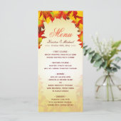 Automne Gold Red Fall Feuilles Mariage Menu Modèle (Debout devant)