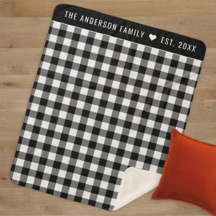 Automne Halloween Plaid de Buffalo Noir Nom de Fam