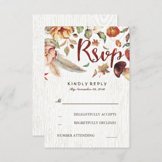 Automne Harvest Mariage Rustique Rsvp (Devant / Derrière)
