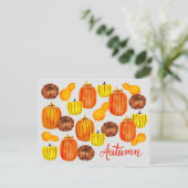 Automne Harvest Watercolor Citrouilles Carte posta (Debout devant)