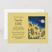 Automne Hayride Bbq Sunflowers Folk Art Invitation (Devant / Derrière)