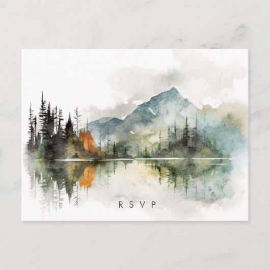 automne hiver rustique forêt mariage rsvp carte po (Devant)