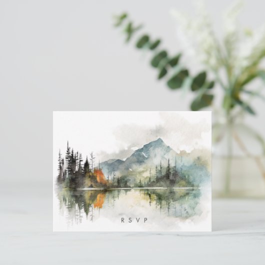 automne hiver rustique forêt mariage rsvp carte po (Debout devant)