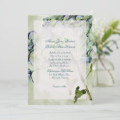 Automne Hydrangea Green et Blue Wedding Invitation (Debout devant)