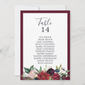 Automne Jardin Bourgogne Numéro de table Carte de  (Dos)