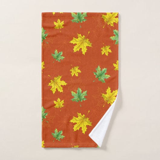 Automne Jaune et Feuilles verts (Serviette à main)