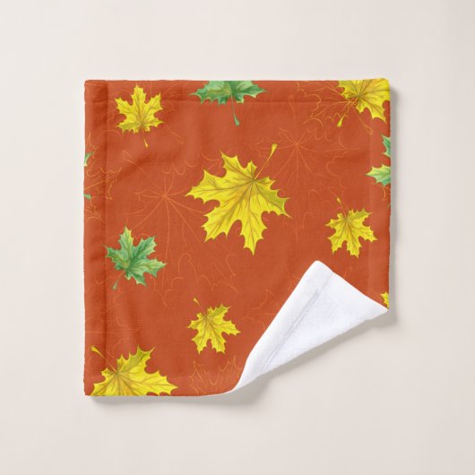 Automne Jaune et Feuilles verts (Gant de toilette)