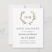 Automne Laurel Wreath Save the Date with Photo (Devant)